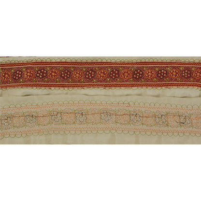 Sanskriti Vintage 1 YD Sari Border Hand Embroidered Zari Sewing Green Patch Lace