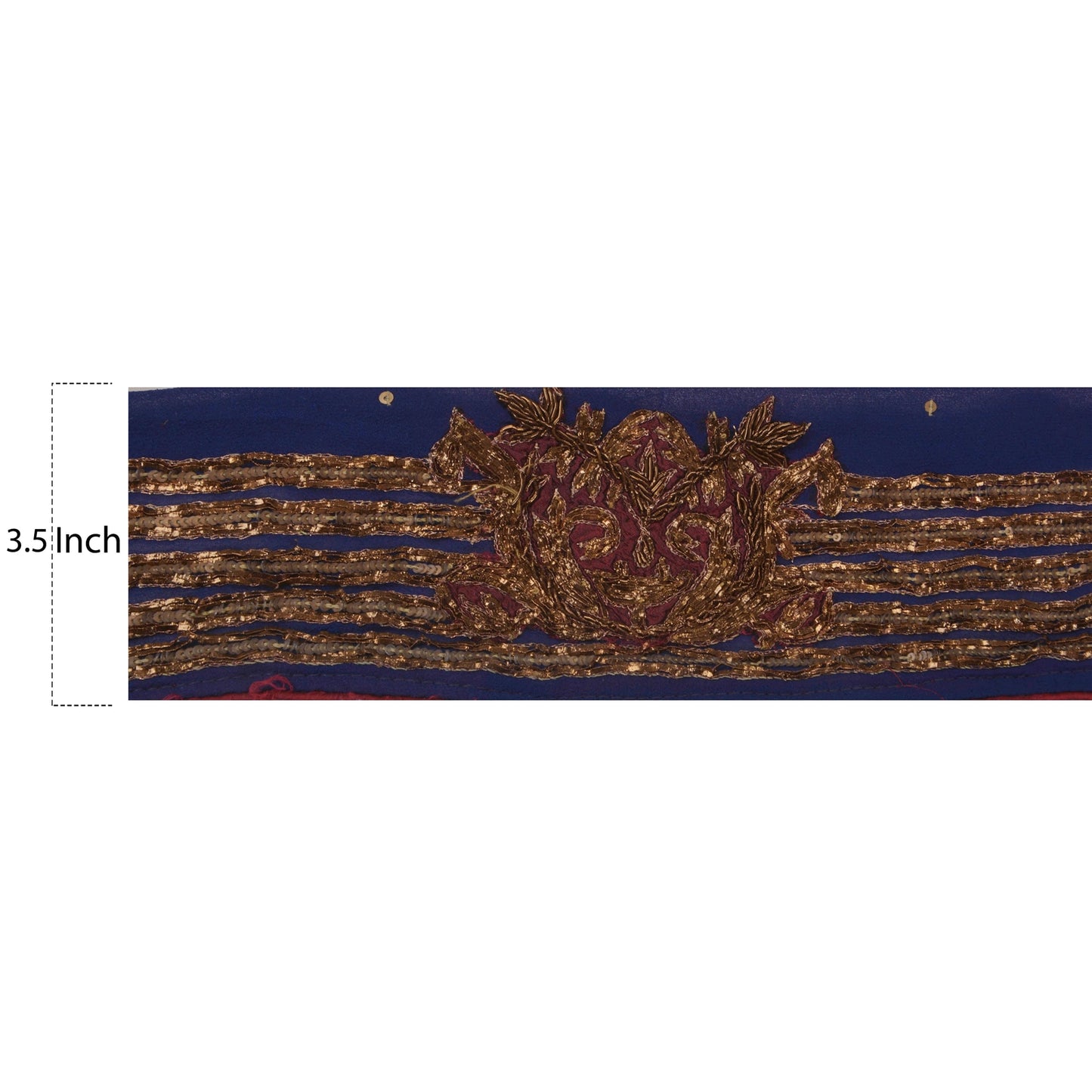 Sanskriti Vintage 1 Yd Sari Border Hand Beaded Trim Sewing Blue Craft Lace