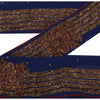 Sanskriti Vintage 1 Yd Sari Border Hand Beaded Trim Sewing Blue Craft Lace