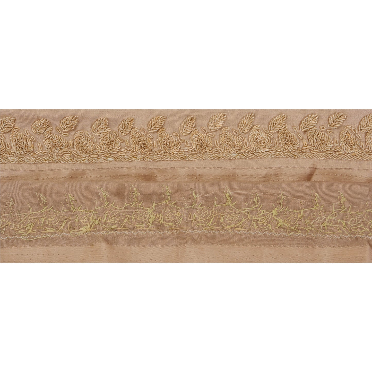 Sanskriti Vintage 1 Yd Sari Border Hand Embroidered Ribbon Brown Craft Lace