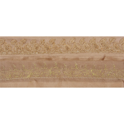Sanskriti Vintage 1 Yd Sari Border Hand Embroidered Ribbon Brown Craft Lace