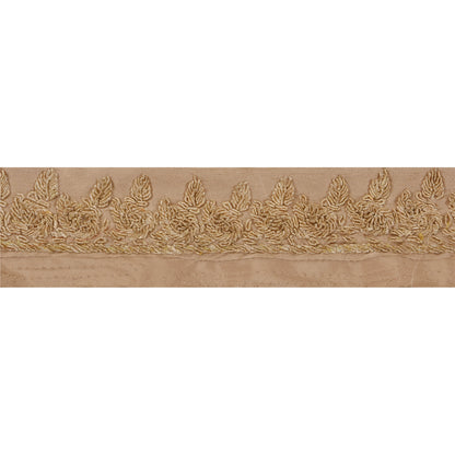 Sanskriti Vintage 1 Yd Sari Border Hand Embroidered Ribbon Brown Craft Lace