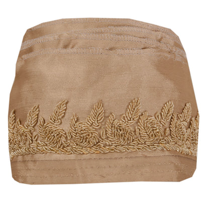 Sanskriti Vintage 1 Yd Sari Border Hand Embroidered Ribbon Brown Craft Lace