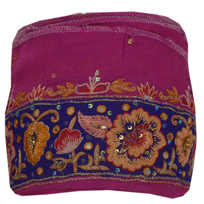 Sanskriti Vintage 1 YD Sari Border Hand Beaded Craft Sewing Pink Sequins Lace