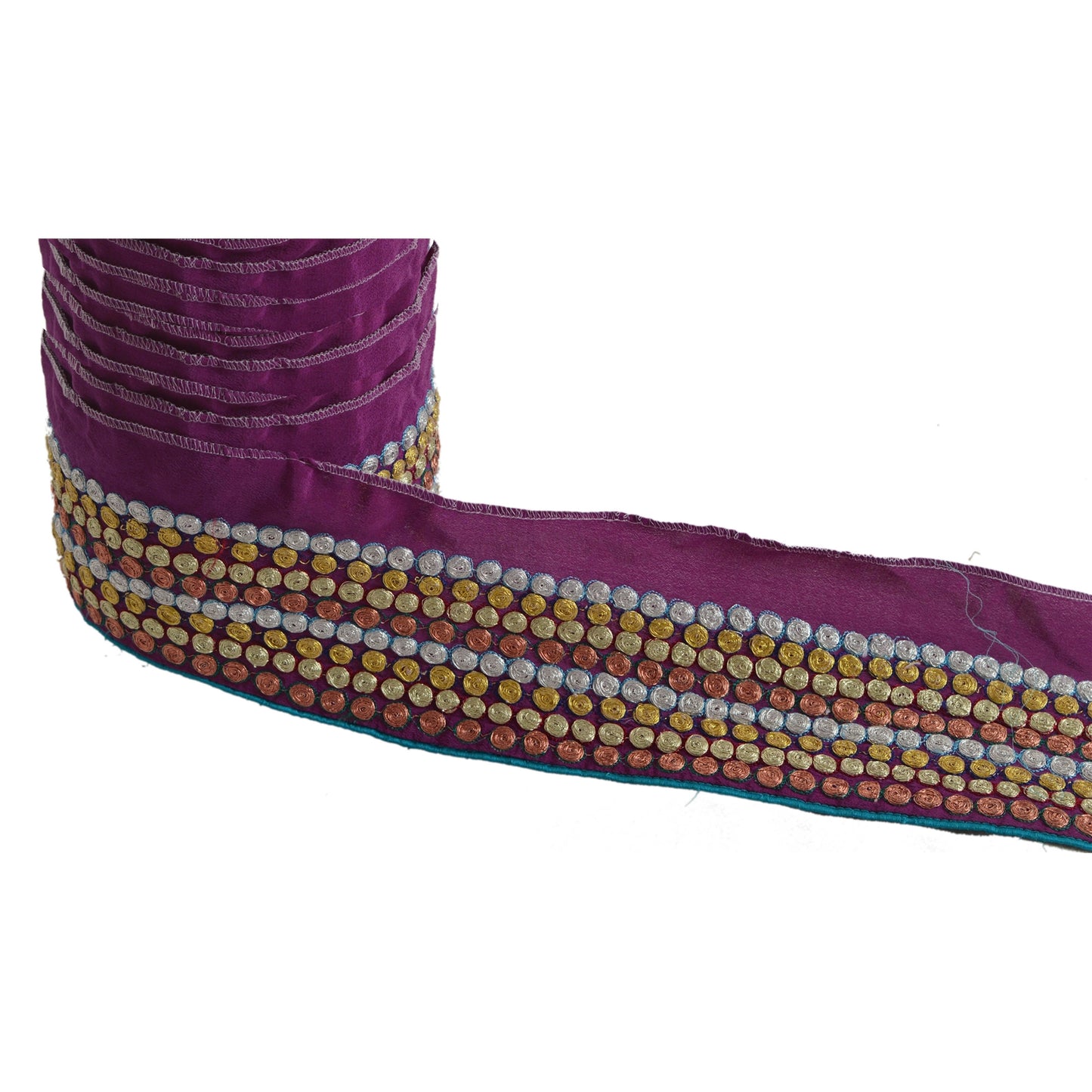 Sanskriti Vintage 1 Yd Sari Border Antique Embroidered Sewing Craft Purple Lace