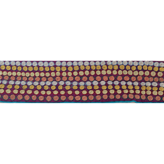 Санскрити Винтаж 1 ярд сари кайма антикварная вышитая швейная ручная работа фиолетовое кружево