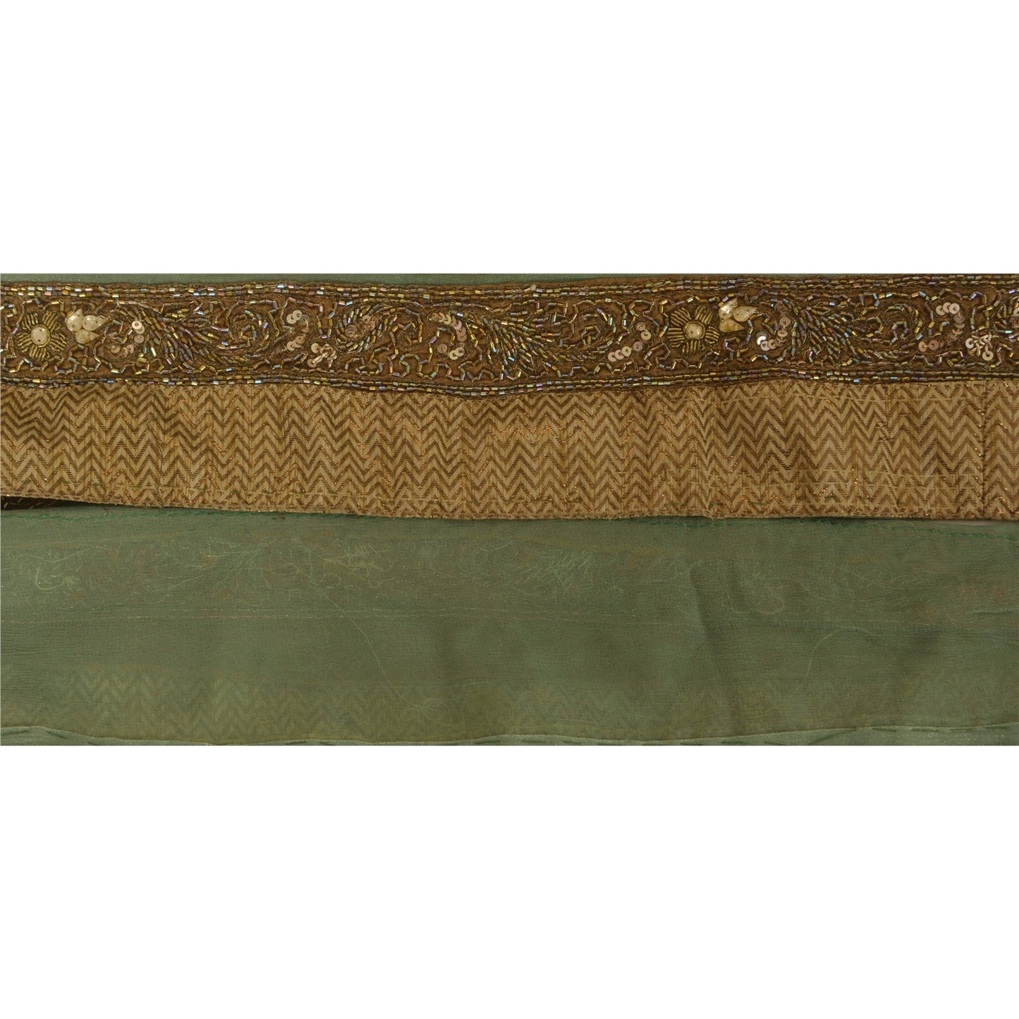 Sanskriti Vintage 1 Yd Sari Border Antique Hand Beaded Trim Sewing Golden Lace