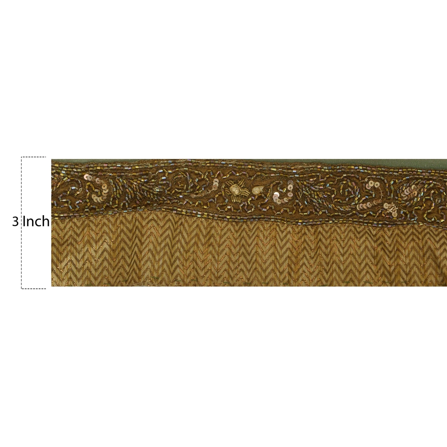 Sanskriti Vintage 1 Yd Sari Border Antique Hand Beaded Trim Sewing Golden Lace