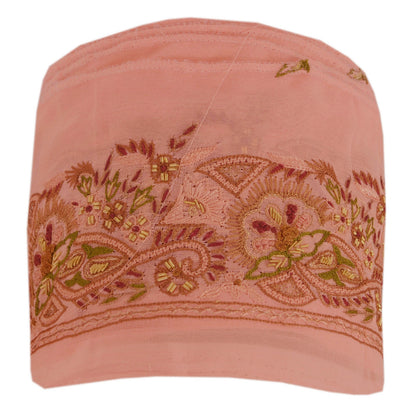 Sanskriti Vintage 1 YD Indian Sari Border Hand Embroidered Sewing Pink Lace