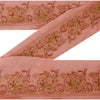 Sanskriti Vintage 1 YD Indian Sari Border Hand Embroidered Sewing Pink Lace
