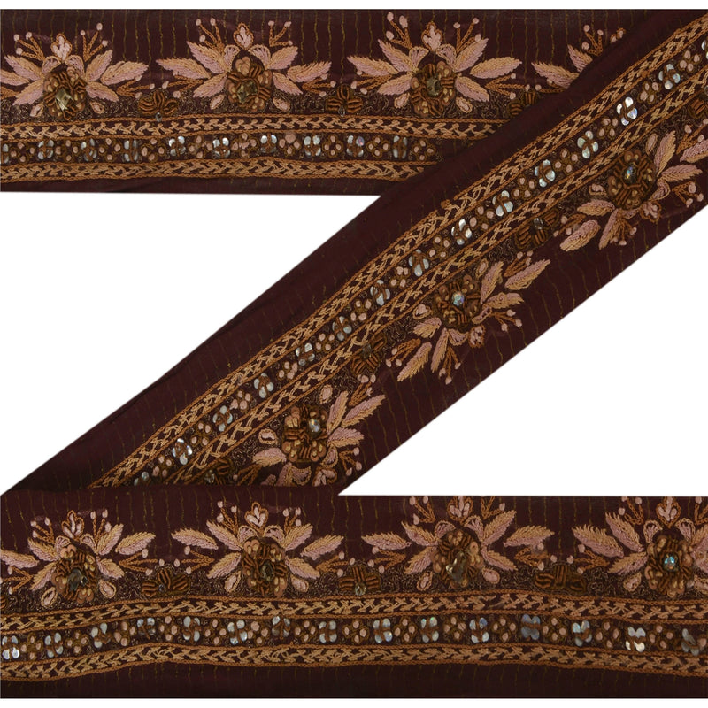 Sanskriti Vintage 1 Yd Sari Border Hand Beaded Woven Craft Sewing Decor Lace
