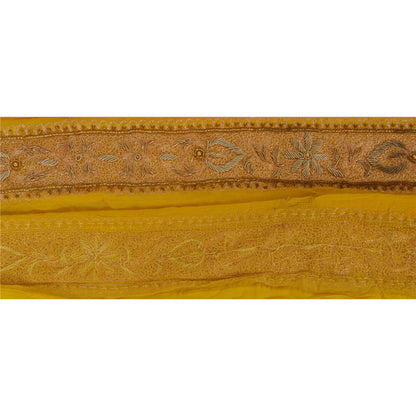 Sanskriti Vintage 1 YD Sari Border Hand Beaded Craft Sewing Yellow Zardozi Lace