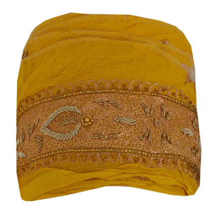 Sanskriti Vintage 1 YD Sari Border Hand Beaded Craft Sewing Yellow Zardozi Lace