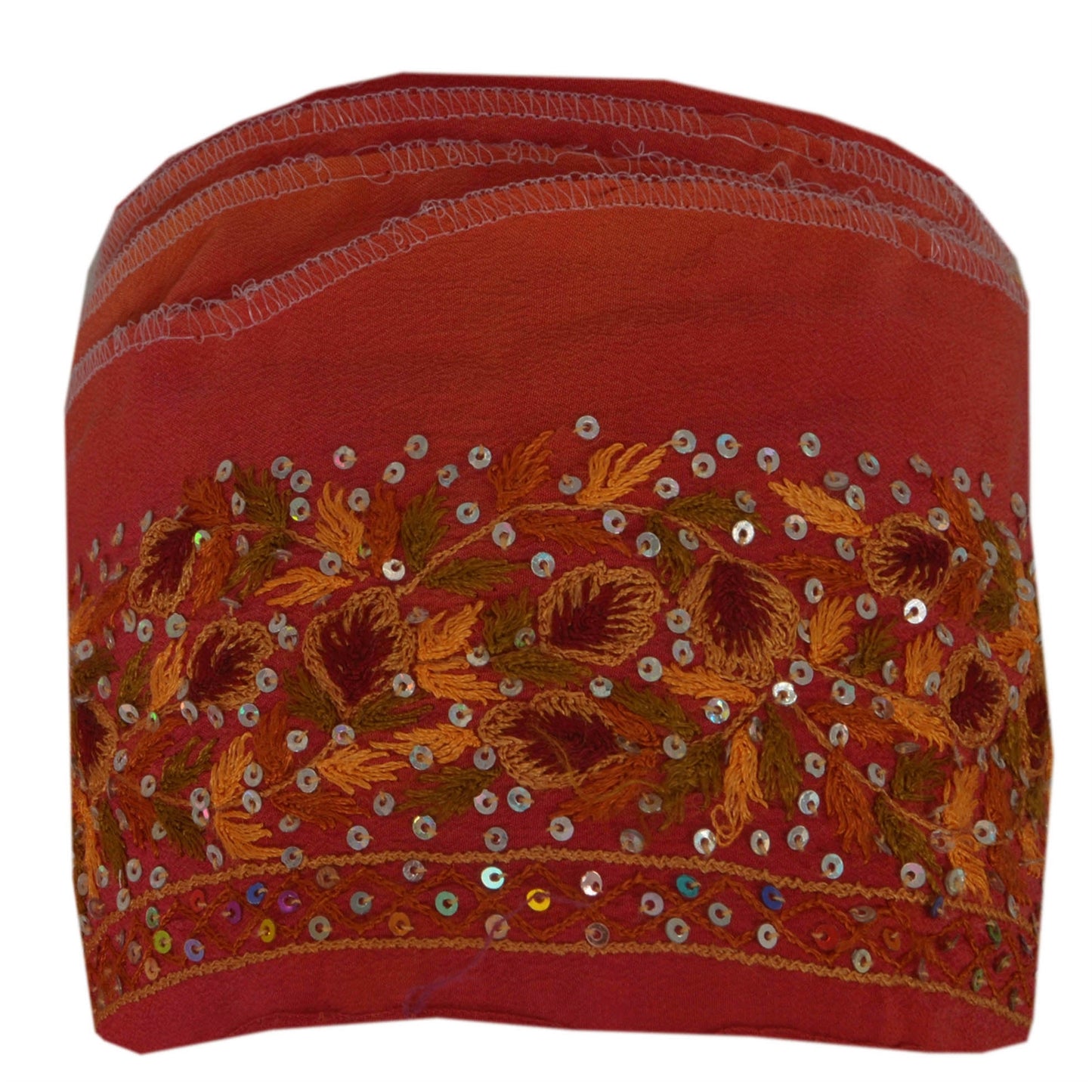 Sanskriti Vintage 1 YD Sari Border Hand Beaded Sequin Trim Sewing Pink Silk Lace