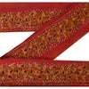Sanskriti Vintage 1 YD Sari Border Hand Beaded Sequin Trim Sewing Pink Silk Lace