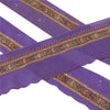 Sanskriti Vintage 1YD Sari Border Hand Beaded Trim Zardozi Purple Sequins Lace