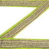 Sanskriti Vintage 1YD Sari Border Hand Beaded Zari Trim Sewing Green Kundan Lace
