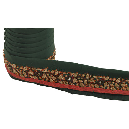 Sanskriti Vintage 1 Yd Sari Kant Antik Håndperlet Bånd Grøn Blonde