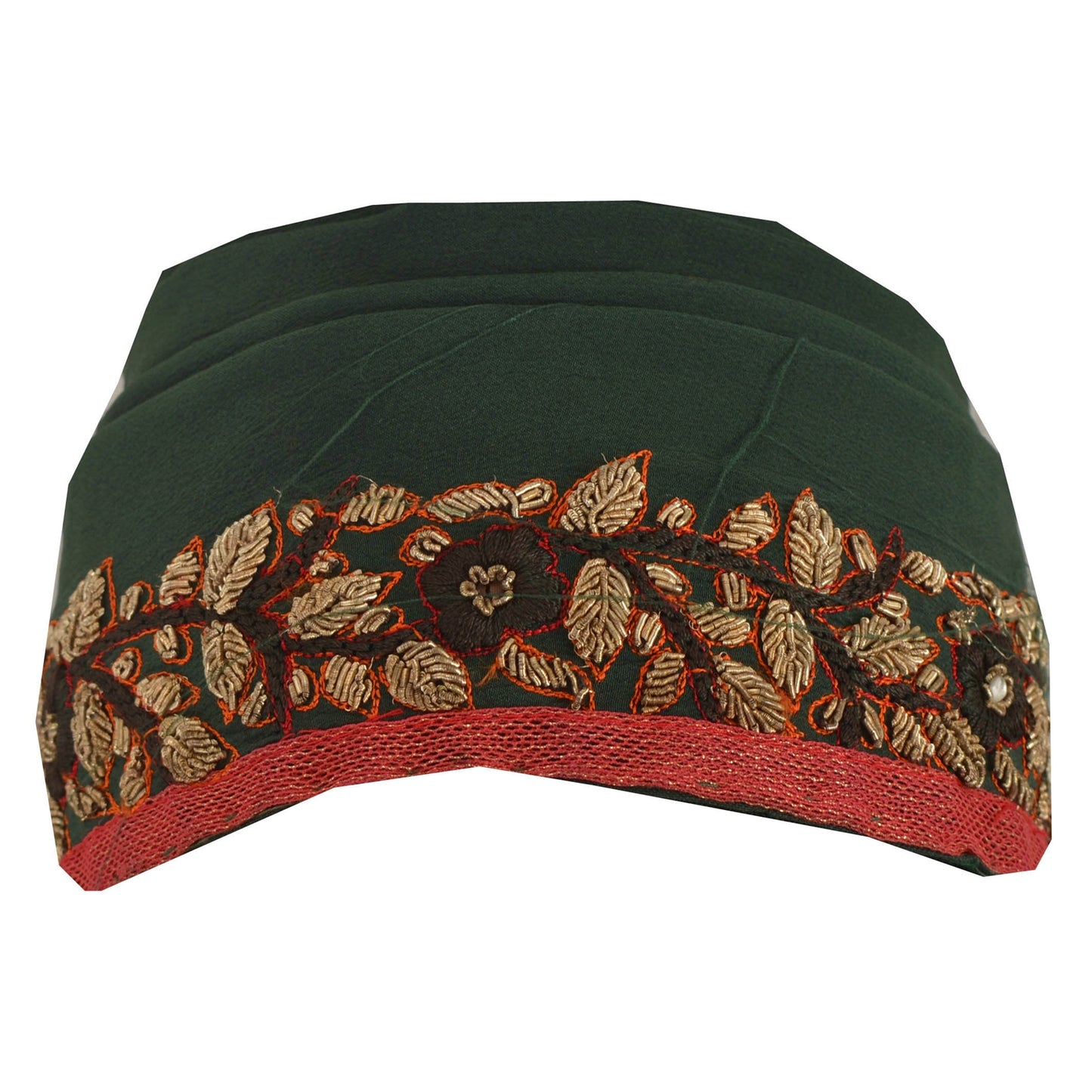 Sanskriti Vintage 1 Yd Sari Kant Antik Håndperlet Bånd Grøn Blonde