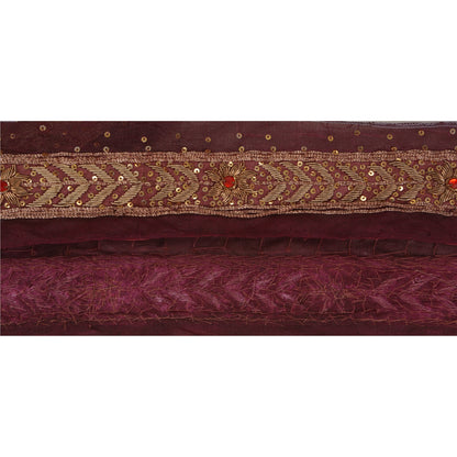 Sanskriti Vintage 1 Yd Sari Border Antique Hand Beaded Craft Ribbon Wine Lace
