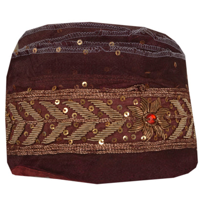 Sanskriti Vintage 1 Yd Sari Border Antique Hand Beaded Craft Ribbon Wine Lace