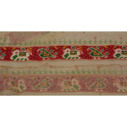 Sanskriti Vintage 1 YD Sari Border Woven Patola Craft Sewing Cream Trims Lace