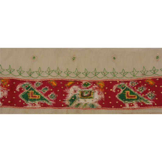 Sanskriti Vintage 1 YD Sari Border Woven Patola Craft Sewing Cream Trims Lace