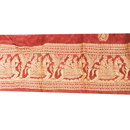 Sanskriti Vintage 1 Yard Saree Border Woven Baluchari Trim Sewing Dark Red Lace