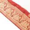 Sanskriti Vintage 1 Yard Saree Border Woven Baluchari Trim Sewing Dark Red Lace