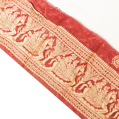Sanskriti Vintage 1 Yard Saree Border Woven Baluchari Trim Sewing Dark Red Lace