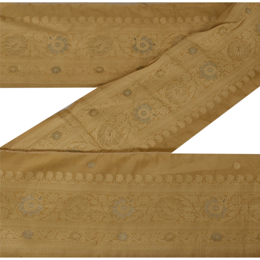 Sanskriti Vintage 1 Yd Sari Border Antique Woven Trim Sewing Cream Lace