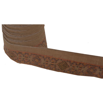 Sanskriti Vintage 1 Yd Sari Border Antique Sozani Work Craft Ribbon Brown Lace