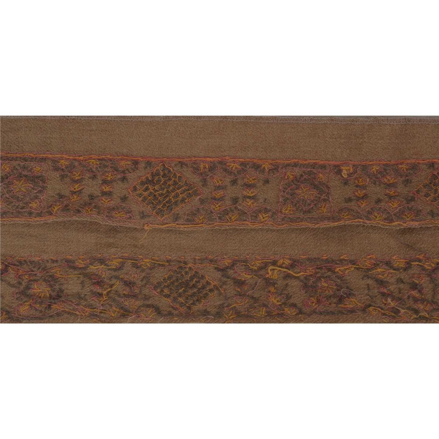 Sanskriti Vintage 1 Yd Sari Border Antique Sozani Work Craft Ribbon Brown Lace