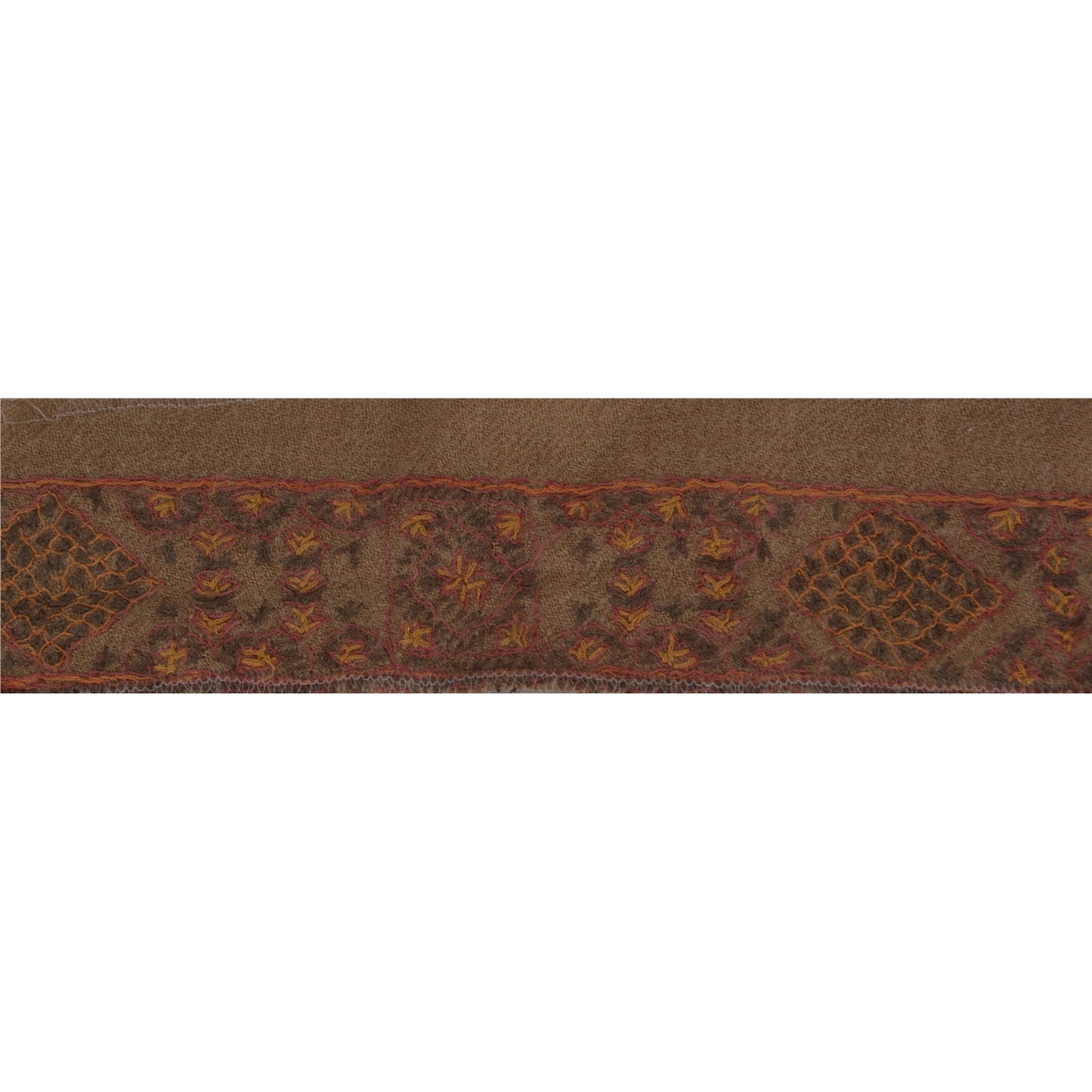 Sanskriti Vintage 1 Yd Sari Border Antique Sozani Work Craft Ribbon Brown Lace