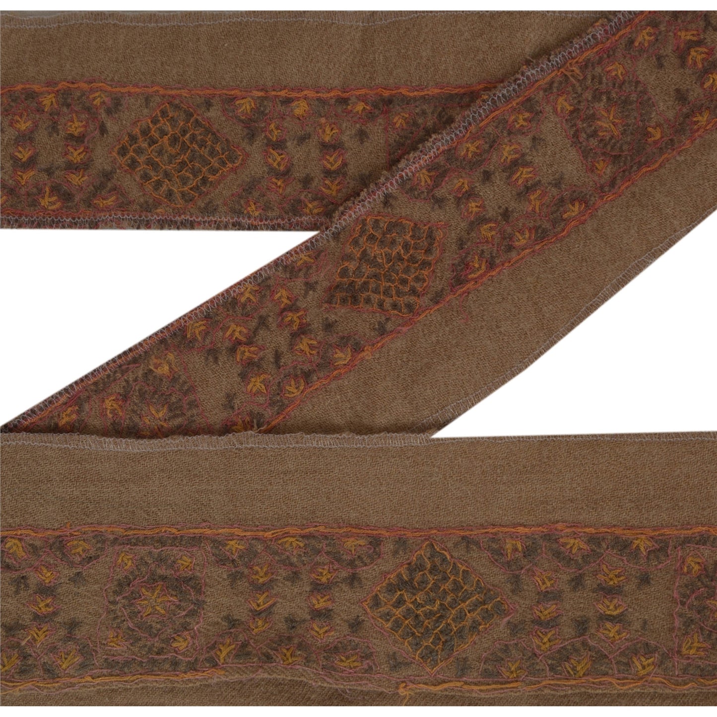 Sanskriti Vintage 1 Yd Sari Border Antique Sozani Work Craft Ribbon Brown Lace