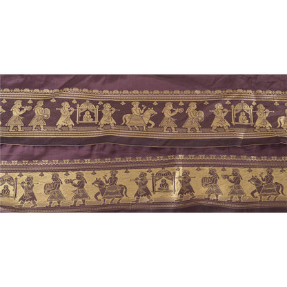 Sanskriti Vintage 1 YARD Indian Sari Border Woven Trim Sewing Purple Craft Lace