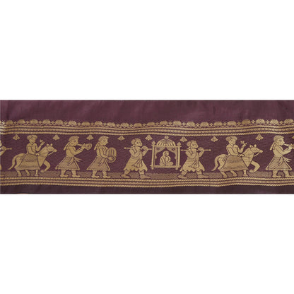 Sanskriti Vintage 1 YARD Indian Sari Border Woven Trim Sewing Purple Craft Lace