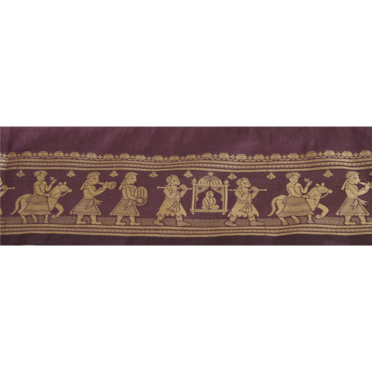 Sanskriti Vintage 1 YARD Indian Sari Border Woven Trim Sewing Purple Craft Lace