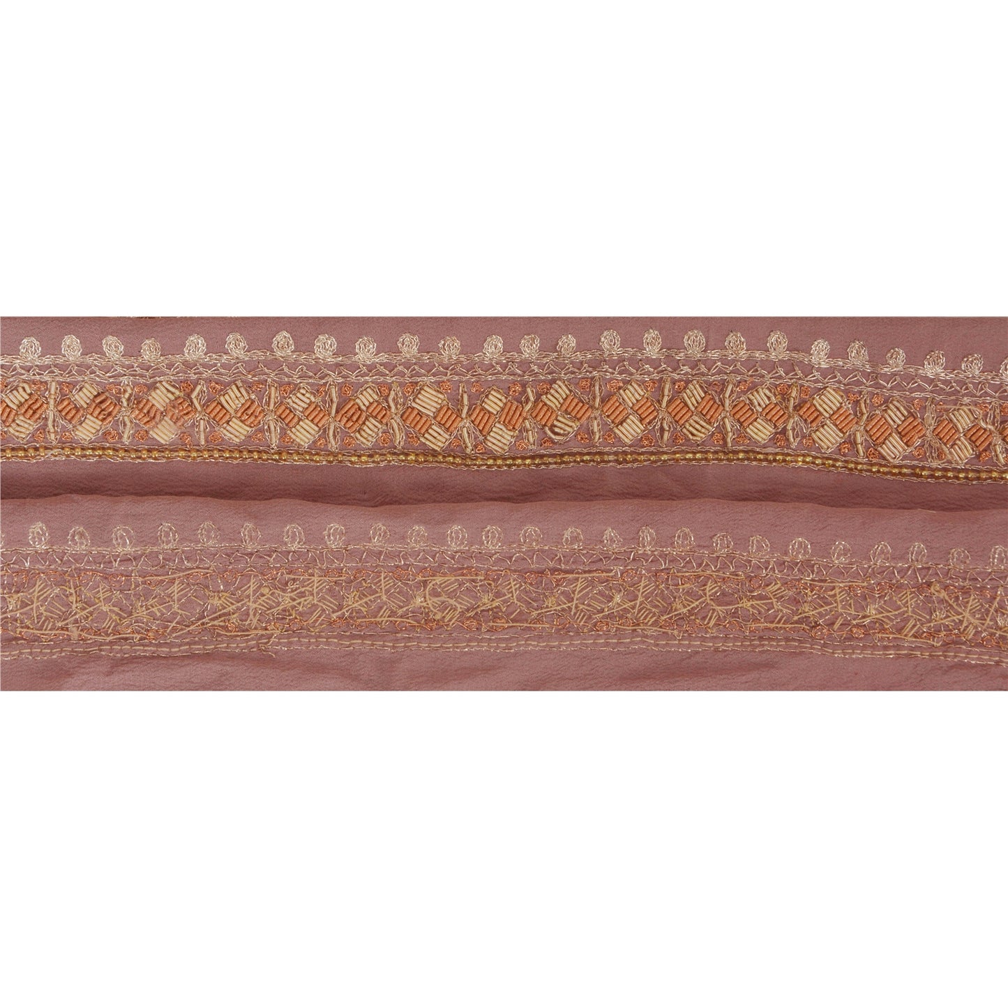 Sanskriti Vintage 1 YARD Sari Border Hand Beaded Zardozi Trim Sewing Purple Lace