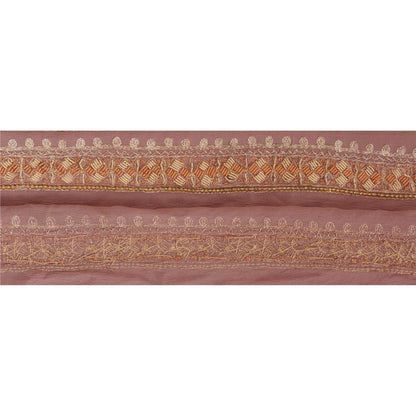 Sanskriti Vintage 1 YARD Sari Border Hand Beaded Zardozi Trim Sewing Purple Lace