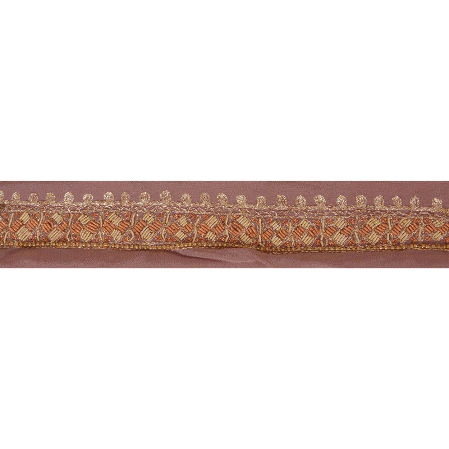 Sanskriti Vintage 1 YARD Sari Border Hand Beaded Zardozi Trim Sewing Purple Lace