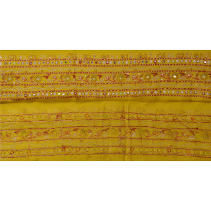 Sanskriti Vintage 1 YD Sari Border Antique Hand Beaded Trim Sewing Green Lace