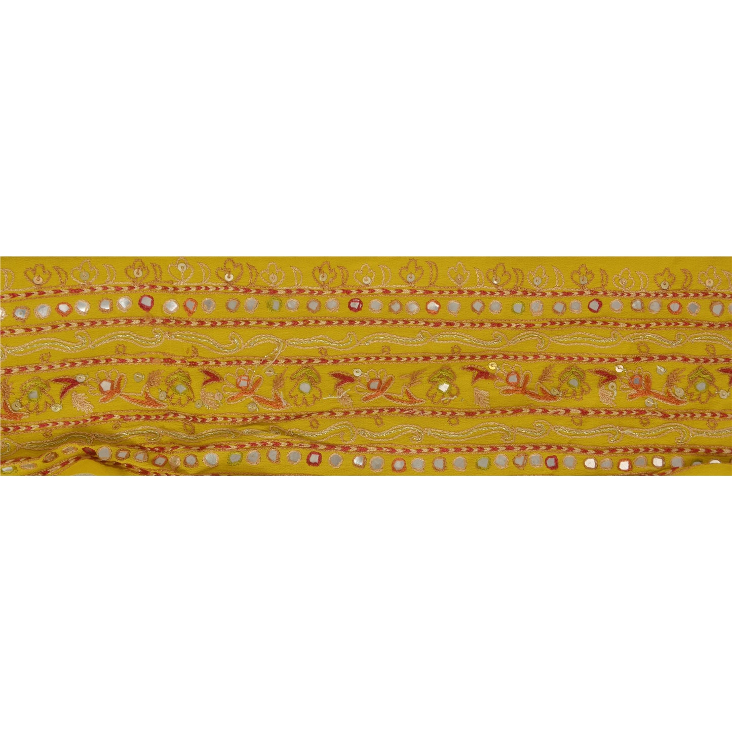 Sanskriti Vintage 1 YD Sari Border Antique Hand Beaded Trim Sewing Green Lace