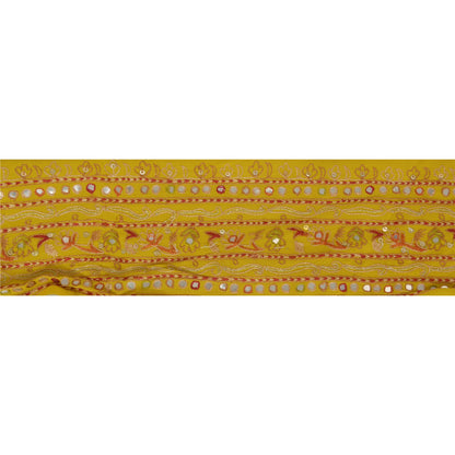 Sanskriti Vintage 1 YD Sari Border Antique Hand Beaded Trim Sewing Green Lace