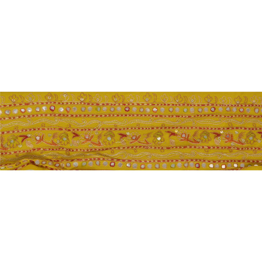 Sanskriti Vintage 1 YD Sari Border Antique Hand Beaded Trim Sewing Green Lace