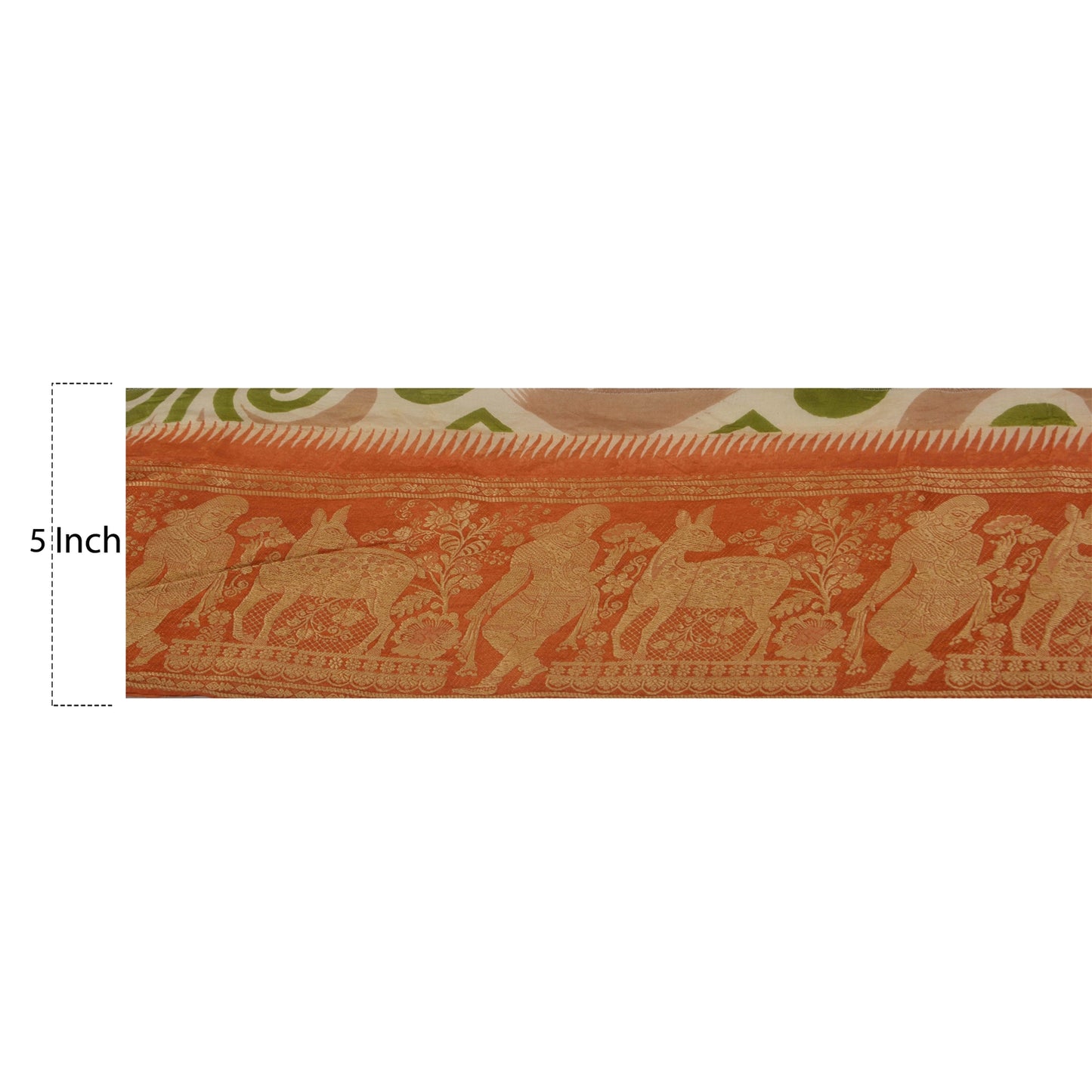 Sanskriti Vintage 1 YD Sari Border Woven Baluchari Trim Sewing Craft Orange Lace
