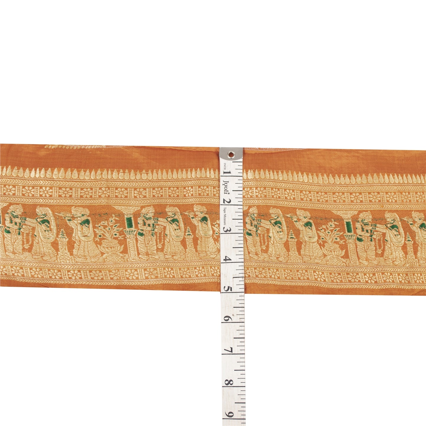 Sanskriti Vintage 1 YD Sari Border 4W Epic Baluchari Woven Trim Orange Lace