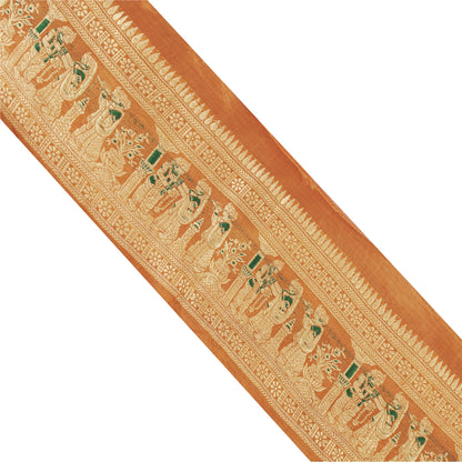Sanskriti Vintage 1 YD Sari Border 4W Epic Baluchari Woven Trim Orange Lace