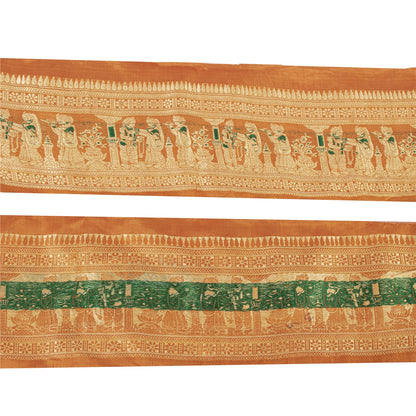 Sanskriti Vintage 1 YD Sari Border 4W Epic Baluchari Woven Trim Orange Lace