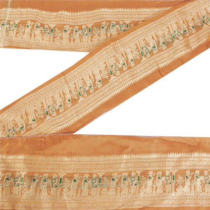Sanskriti Vintage 1 YD Sari Border 4W Epic Baluchari Woven Trim Orange Lace